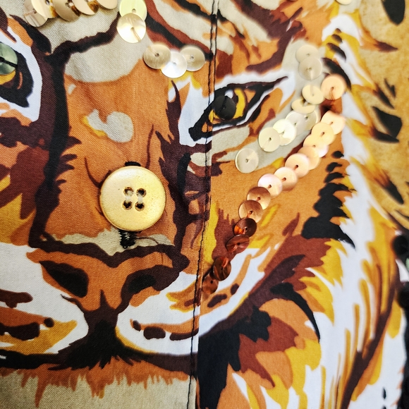 Diane Gilman Black and Brown Leopard Button Down Shirt - Picture 10 of 14